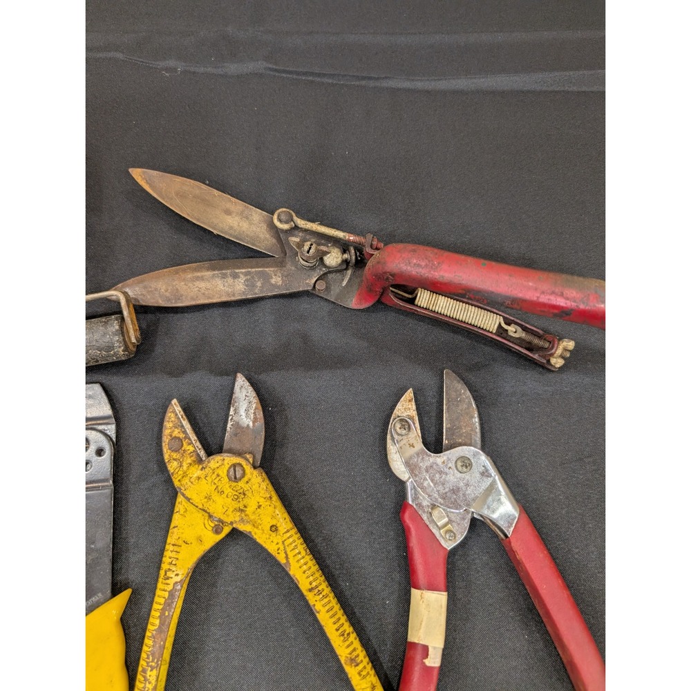 Vintage Tool Lot Brayer Roller Wire Crimpers Garden Shears Snips Pliers 6pc Set - Picture 4 of 6
